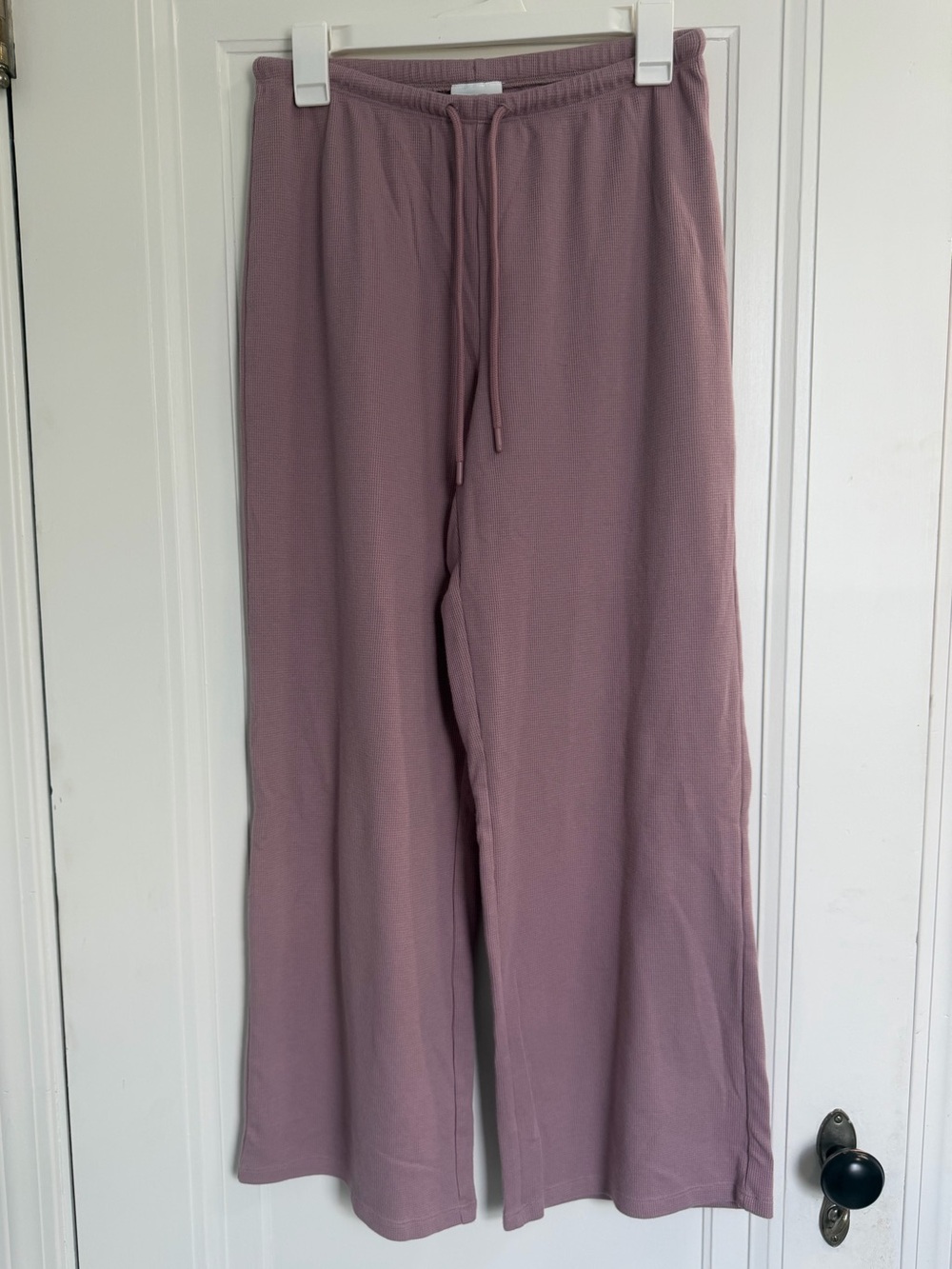 Aritzia Sunday Best Waffle Knit Wide Leg Lounge Pants Pink Mauve Small